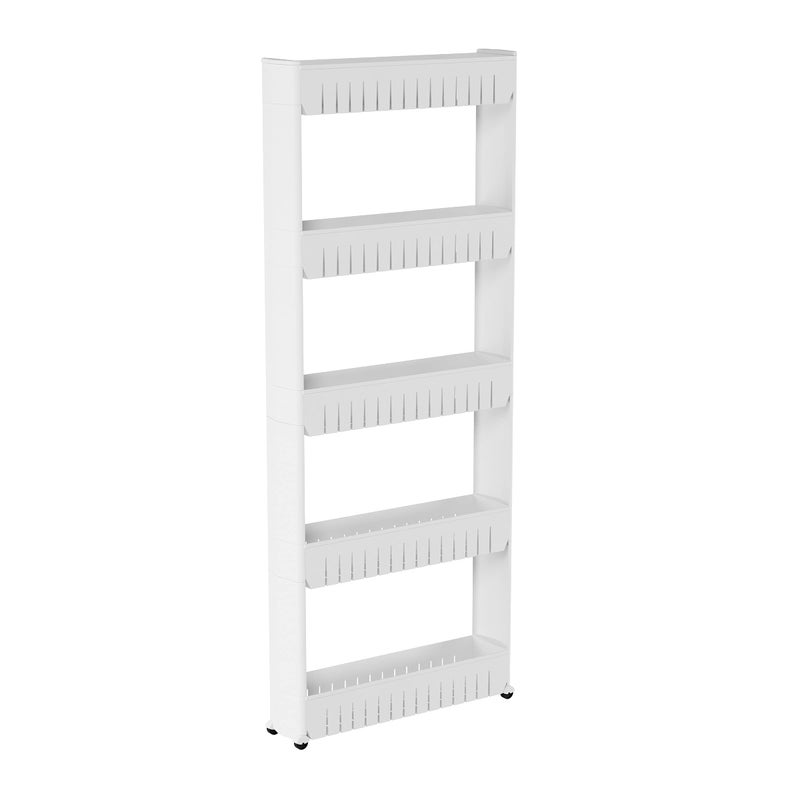 Lavish Home Slim Rolling Storage Cart - 5-Tier Utility Cart with Wheels for Bathroom, Kitchen, and Laundry Room - Bathroom Shelves by Lavish Home (White) - Image 1