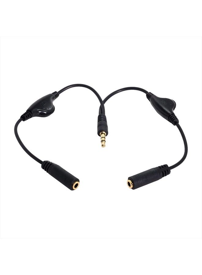 Chenyang CY 3.5mm Stereo Male to Double 3.5mm Female Audio Headphone Y Splitter Cable with Volume Control Switch - Image 1
