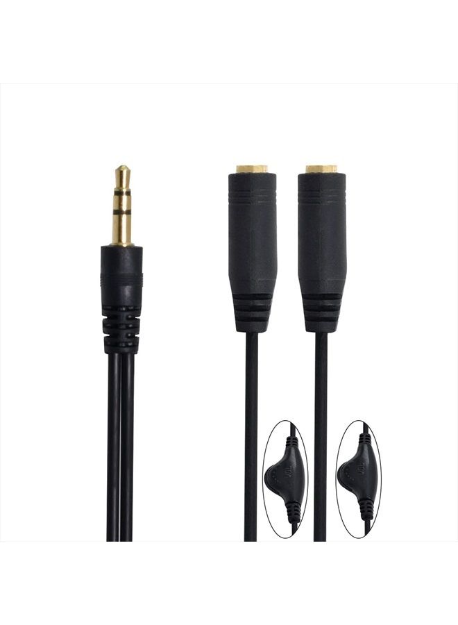 Chenyang CY 3.5mm Stereo Male to Double 3.5mm Female Audio Headphone Y Splitter Cable with Volume Control Switch - Image 5