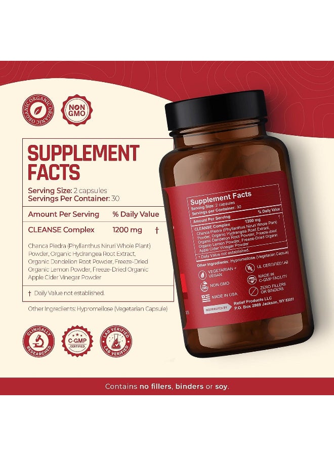 Stone Relief Cleanse Herbal Dietary Supplement, 60 Vegetarian Capsules - Image 2