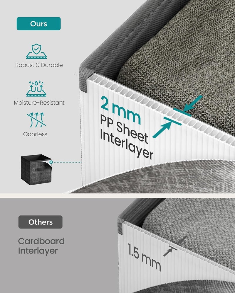 SONGMICS Storage Cubes, 11-Inch Non-Woven Fabric Bins with Double Handles, Set of 10, Closet Organizers for Shelves, Foldable, for Clothes, Ink Black - Image 3