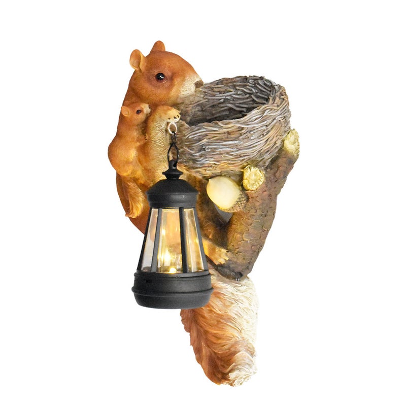 Resin Squirrel Holding Basket Solar Outdoor Light Garden Statue Wall Lamp for Villa Balcony Decor - Image 2