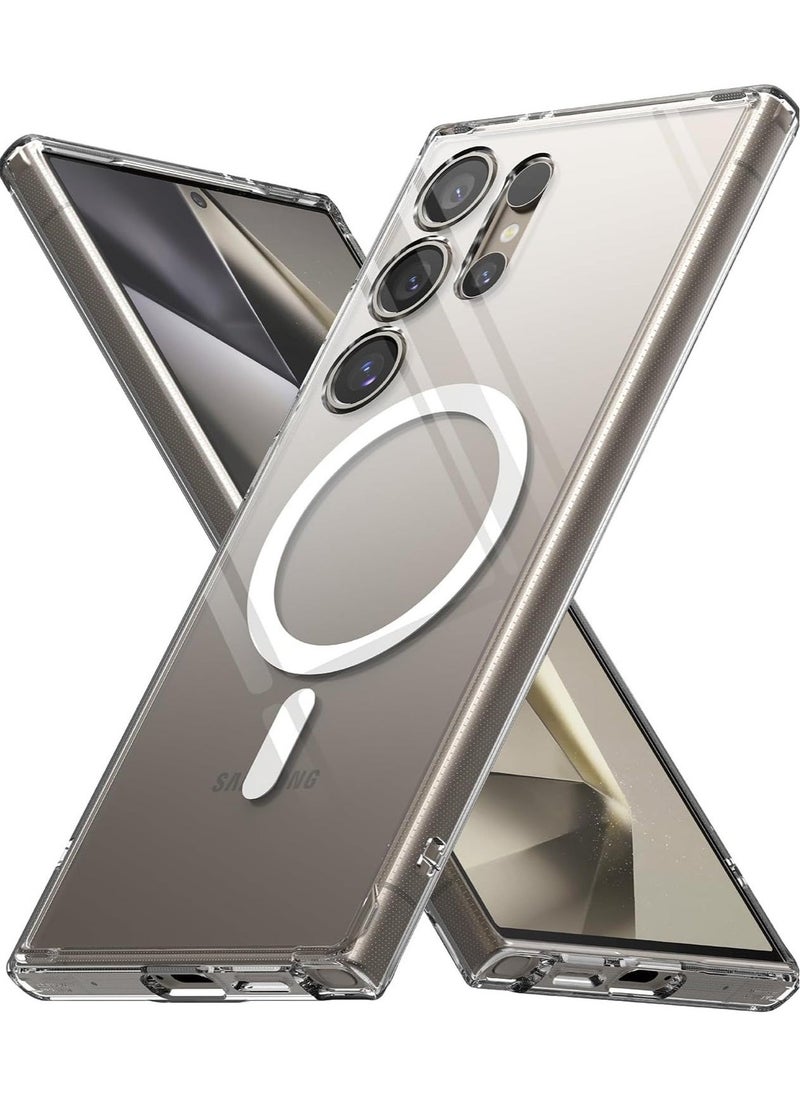 Fusion Magnetic [Compatible with MagSafe] Designed for Samsung Galaxy S24 Ultra Case, Transparent Shockproof TPU Bumper Sturdy Protective Phone Cover for Magnetic Accessories - Clear - Image 1