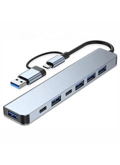 SQURE 7-in-1 USB-C Multiport Adapter – Includes high-speed USB ports + 2 USB-C ports for charging and data transfer – Transfer speed up to 5Gbps – Sleek and durable aluminum design – Supports charging up to 4 devices simultaneously – Compatible with MacBook, Dell, HP, Lenovo, Samsung, Huawei, iPad Pro, and smartphones – Perfect for office and travel – Supports flash drives, keyboard, and mouse – Lightweight and easy to carry  - Image 2