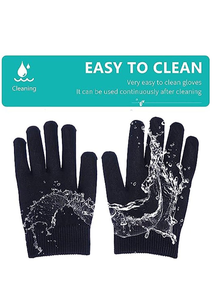 KASTWAVE - Moisturizing Socks and Gloves Set Soft Cotton with Thermoplastic Gel Repair and Heal Eczema Cracked Dry Skin Gel Lining Infused with Essential Oils and Vitamins Large Size  Black - Image 1