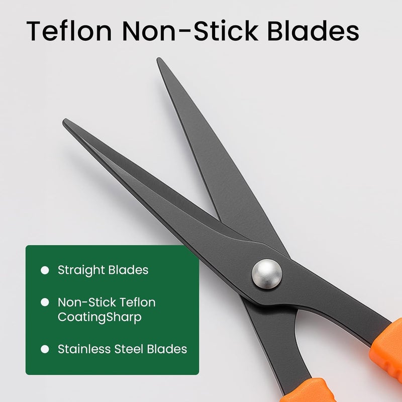 GROWNEER 3 Packs Trimming Scissors Teflon Coated Non Stick Blades Pruning Shears Gardening Hand Pruning Snips with Straight Stainless Steel Precision Blade - Image 3
