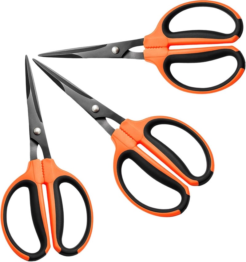 GROWNEER 3 Packs Trimming Scissors Teflon Coated Non Stick Blades Pruning Shears Gardening Hand Pruning Snips with Straight Stainless Steel Precision Blade - Image 1