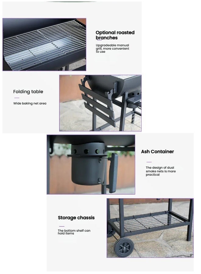 Journey Mate Portable Charcoal Grill - Foldable Tabletop BBQ with Rotisserie & Wheels for Home, Camping & Outdoor Cooking - Image 2