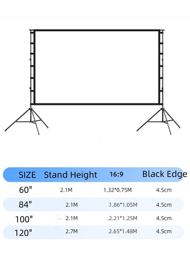 JCB CHIC Projector Screen with Stand,100 inch Outdoor Projector Screen Portable Indoor Projection Screen 16:9 4K Rear Front Movie Screen with Carry Bag for Home Backyard Theater(2.21×1.25M)  - Image 2