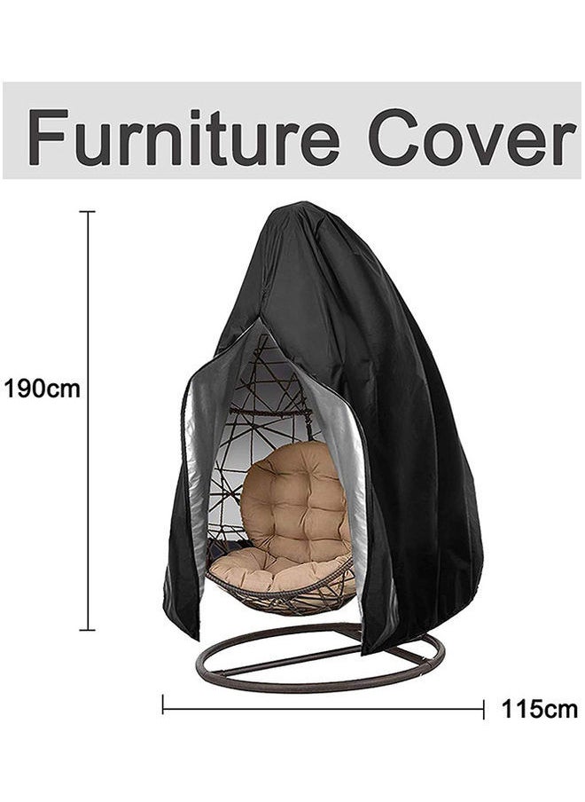 Y&D - Hanging Chair Cover For Or Single Swinging Egg Chair/Pod Chair, Patio Black/Silver 115x190cm - Image 1