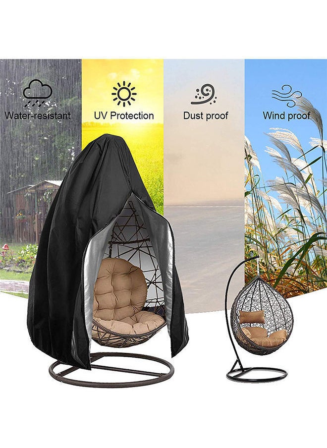 Y&D - Hanging Chair Cover For Or Single Swinging Egg Chair/Pod Chair, Patio Black/Silver 115x190cm - Image 1