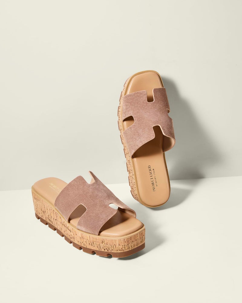 Project Cloud 100% Genuine Leather Wedge Platform Sandals Women Footwear - Memory Foam Insole and Non-Slip Platform Slides for Women - Lightweight Womens Sandals (MILA,SANSUE,9M) - Image 2