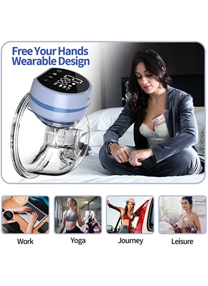 Gonice - Electric Wearable Breast Pump Low Noise & Hands-Free Anti-Overflow Breast Pump with 3 Modes 9 Levels, Pouring Easy Rechargeable Single Milk Extractor with Massage Milk Extractor Mode-24mm (Blue) - Image 1