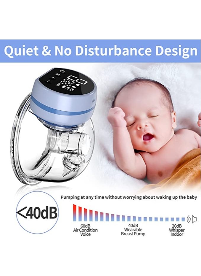 Gonice - Electric Wearable Breast Pump Low Noise & Hands-Free Anti-Overflow Breast Pump with 3 Modes 9 Levels, Pouring Easy Rechargeable Single Milk Extractor with Massage Milk Extractor Mode-24mm (Blue) - Image 1