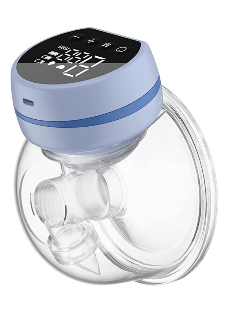 Gonice - Electric Wearable Breast Pump Low Noise & Hands-Free Anti-Overflow Breast Pump with 3 Modes 9 Levels, Pouring Easy Rechargeable Single Milk Extractor with Massage Milk Extractor Mode-24mm (Blue) - Image 1