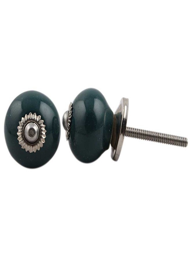 Indian-Shelf Pack of 4 Green Dresser Knobs Antique Ceramic Solid Kitchen Cabinet Hardware Knobs - Image 1