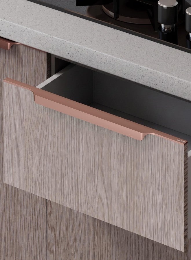 LAPO 5 Pack Exclusive 12 Inch Aluminum Kitchen Profile Handle, Drawer Handle for Kitchen, Cabinet Profile Handle, Wardrobe Pull Handle for Home, Hotel, Office (Rose Gold Finish, Pack of 5) P-002 - Image 1
