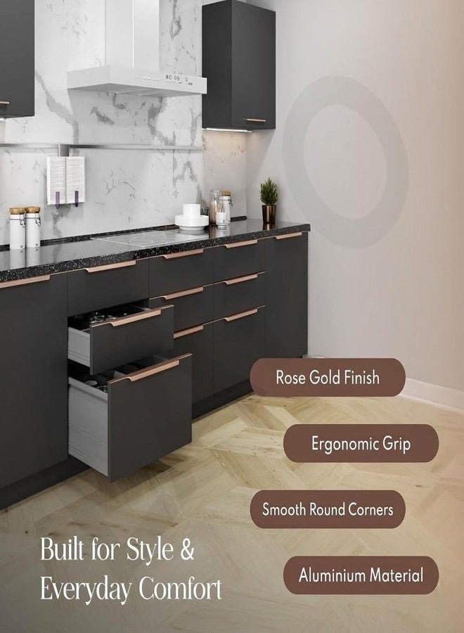 LAPO 5 Pack Exclusive 12 Inch Aluminum Kitchen Profile Handle, Drawer Handle for Kitchen, Cabinet Profile Handle, Wardrobe Pull Handle for Home, Hotel, Office (Rose Gold Finish, Pack of 5) P-002 - Image 3