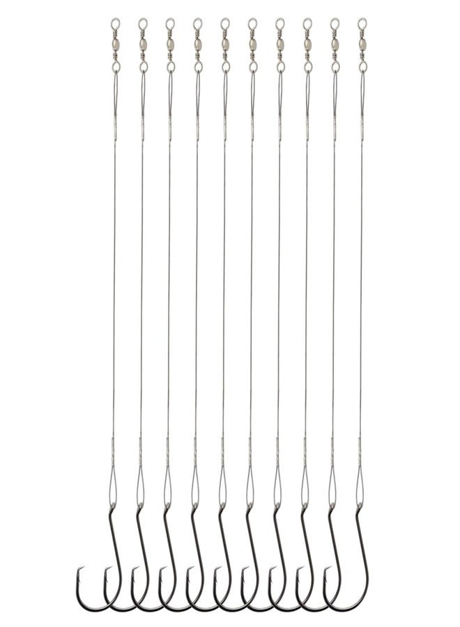 MAKABEE Circle Hooks Rigs Saltwater Steel Leader Wire, 25pcs 1/0 Heavy Duty Circle Hook with Leader Wire Bass Catfish Fishing Lure Rig - Image 1