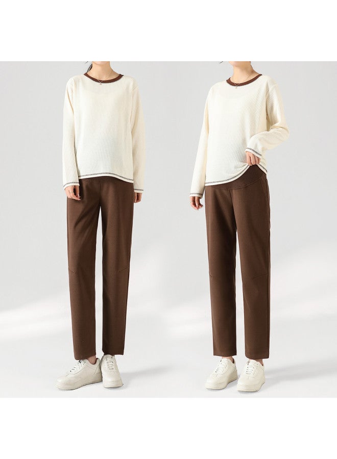 Enoulite Maternity Trousers For Autumn And Winter, Worn Out, Harem Pants, Commuter Pants, Maternity Wear, Casual Belly Support Pants - Image 5