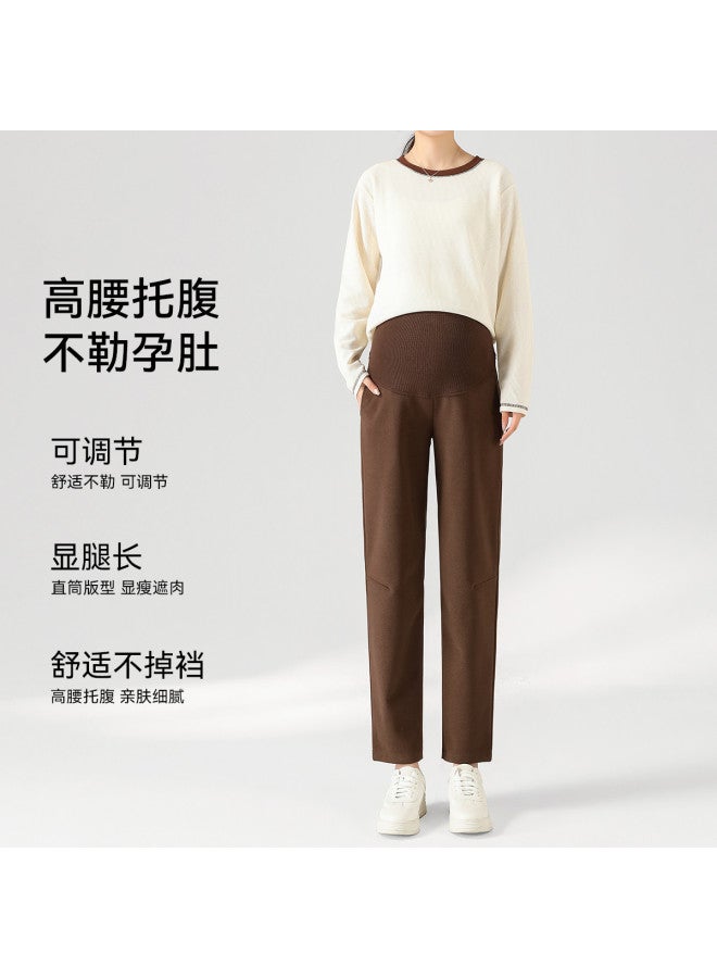 Enoulite Maternity Trousers For Autumn And Winter, Worn Out, Harem Pants, Commuter Pants, Maternity Wear, Casual Belly Support Pants - Image 3