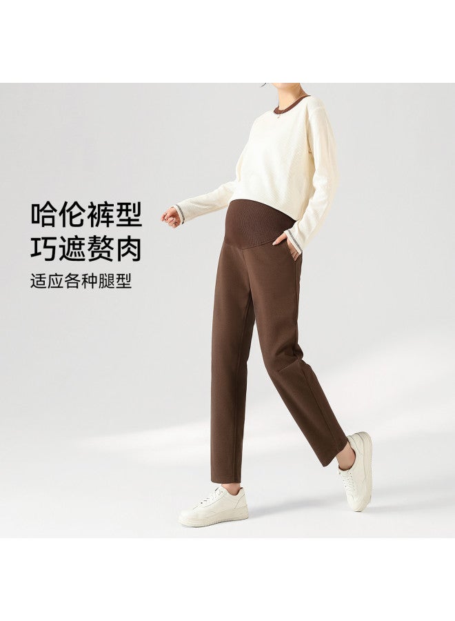 Enoulite Maternity Trousers For Autumn And Winter, Worn Out, Harem Pants, Commuter Pants, Maternity Wear, Casual Belly Support Pants - Image 4