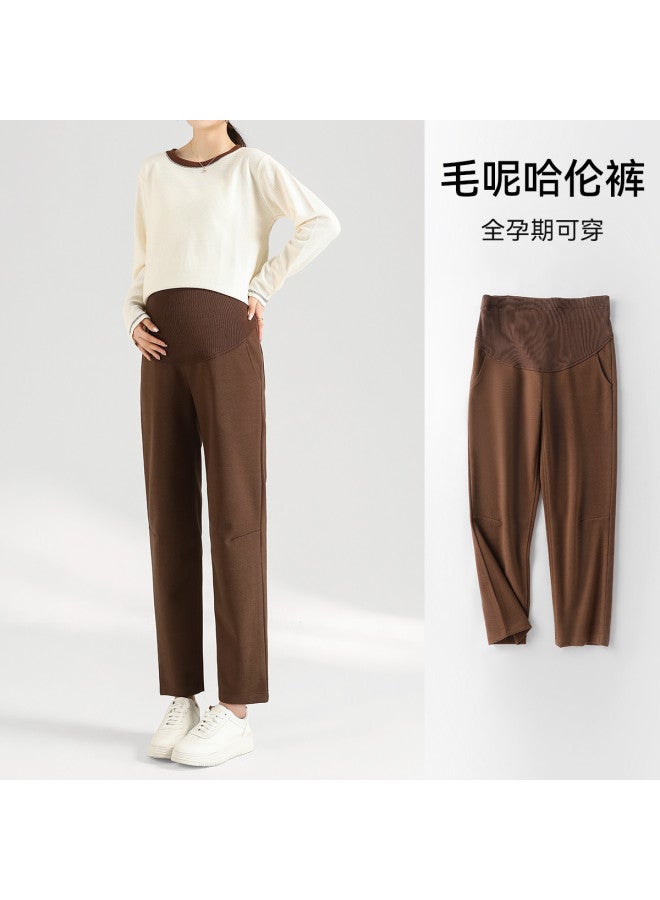 Enoulite Maternity Trousers For Autumn And Winter, Worn Out, Harem Pants, Commuter Pants, Maternity Wear, Casual Belly Support Pants - Image 2