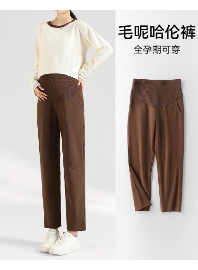 Enoulite Maternity Trousers For Autumn And Winter, Worn Out, Harem Pants, Commuter Pants, Maternity Wear, Casual Belly Support Pants - Image 1