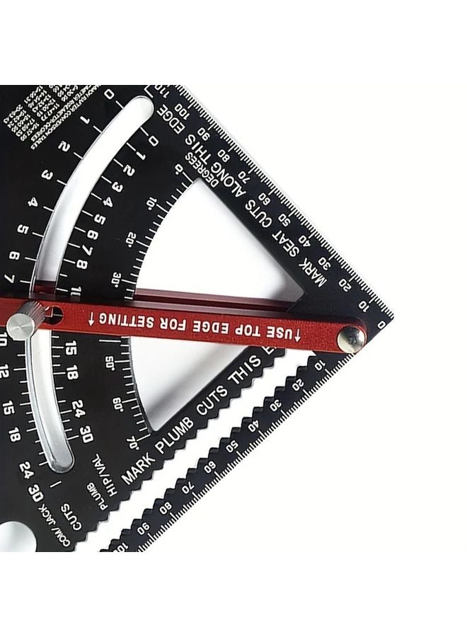 Black Aluminum Alloy Triangle Ruler with Protractor Multi Angle Woodworking Measuring Tool - Image 5