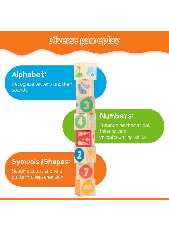 Joqutoys ABC Wooden Building Blocks for Toddlers 3 Large, 40 PCS Alphabet & Number Stacking Blocks with Storage Tray, Montessori Educational Learning Toys for Boys Girls Kids Gifts 1.65" - Image 3