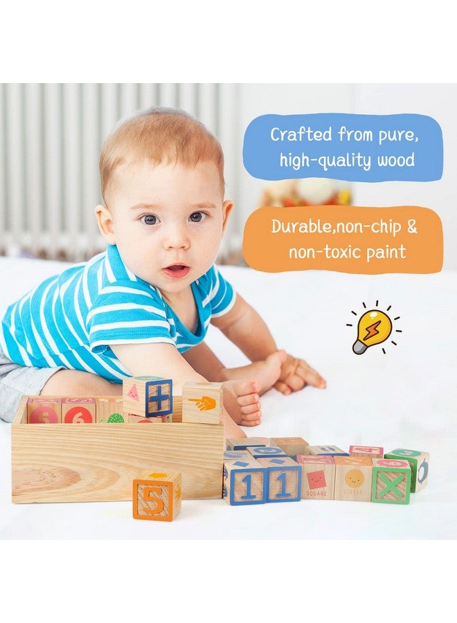 Joqutoys ABC Wooden Building Blocks for Toddlers 3 Large, 40 PCS Alphabet & Number Stacking Blocks with Storage Tray, Montessori Educational Learning Toys for Boys Girls Kids Gifts 1.65" - Image 4
