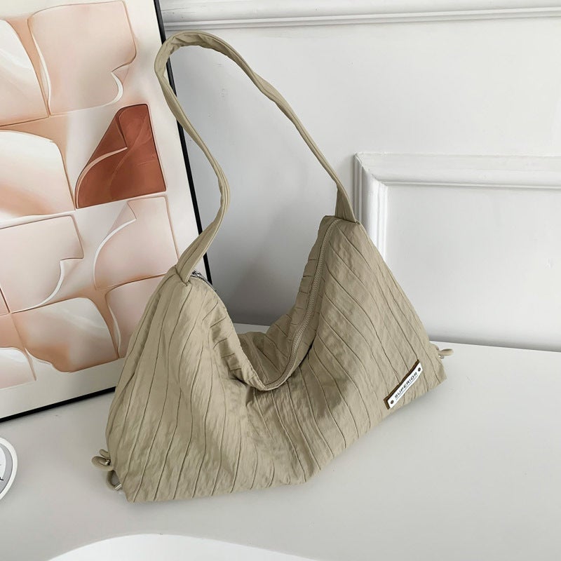 Pleated Women'S Commuter Tote Bag Casual Stripesd Fashion Niche Korean Style Single Shoulder Crossbody Bag