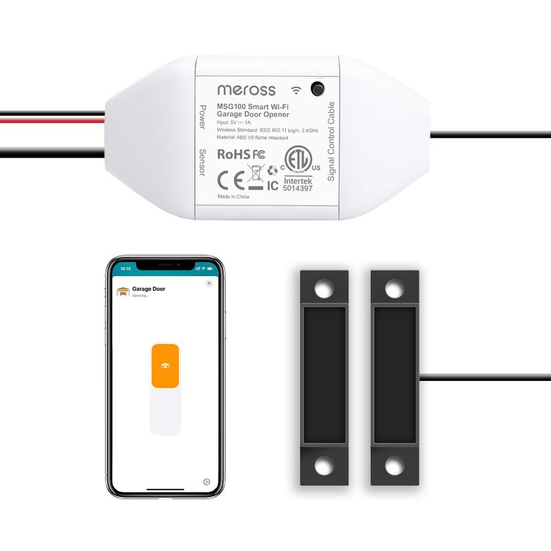 meross Smart Garage Door Opener Remote Compatible with Apple HomeKit Amazon Alexa Google Assistant SmartThings Multiple Notification Modes No Hub NeededWhite - Image 2