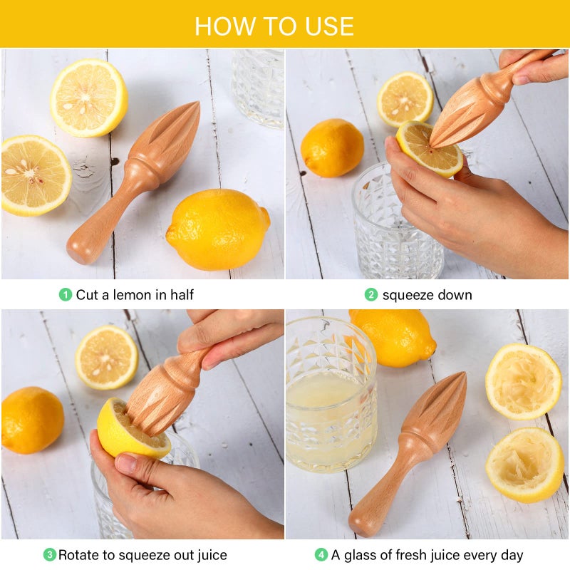 Sieral 1 Pcs Wooden Citrus Reamer Lemon Hand Juicer Beech Wood Handheld Citrus Juicer Kitchen Juicing Tool Manual Orange Lime Lemon Juice Reamer Extractor for Daily Home Bar Cafe Restaurant Use - Image 4