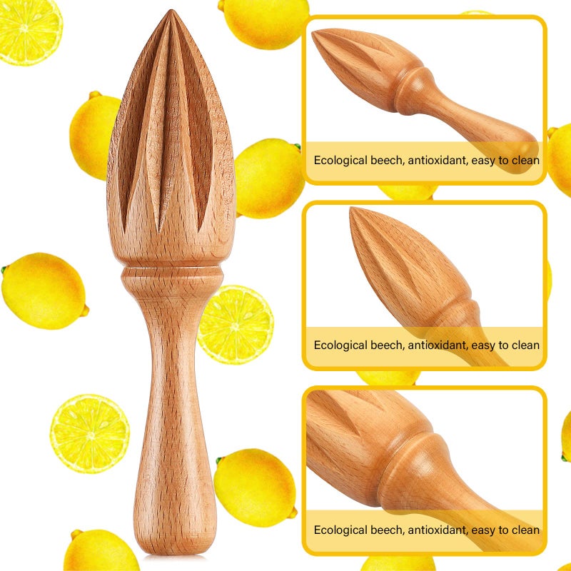 Sieral 1 Pcs Wooden Citrus Reamer Lemon Hand Juicer Beech Wood Handheld Citrus Juicer Kitchen Juicing Tool Manual Orange Lime Lemon Juice Reamer Extractor for Daily Home Bar Cafe Restaurant Use - Image 2