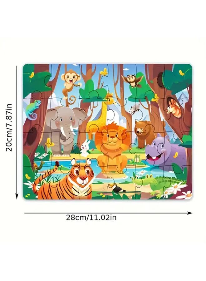 مجموعة ألغاز خشبية ذات طابع حيواني، ألعاب تعليمية للأطفال من عمر 3 إلى 6 سنوات - Image 3