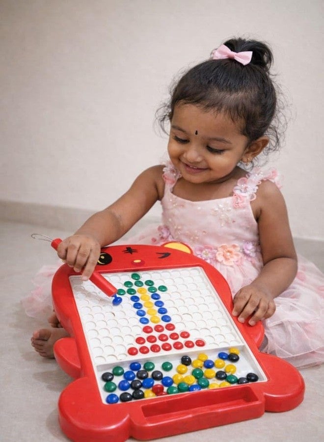 ZYCRONIX Magnetic Drawing Board for Kids with Stylus Pen, Educational Bead Art Learning Toy, Creative Sketch Board for Learning and Fun Activity (Red) - Image 3