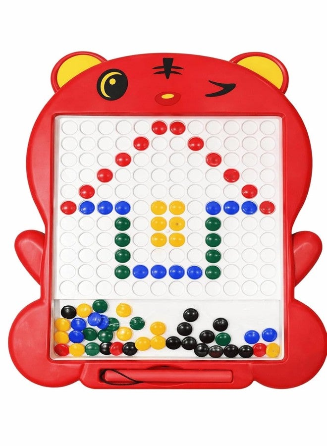 ZYCRONIX Magnetic Drawing Board for Kids with Stylus Pen, Educational Bead Art Learning Toy, Creative Sketch Board for Learning and Fun Activity (Red) - Image 1