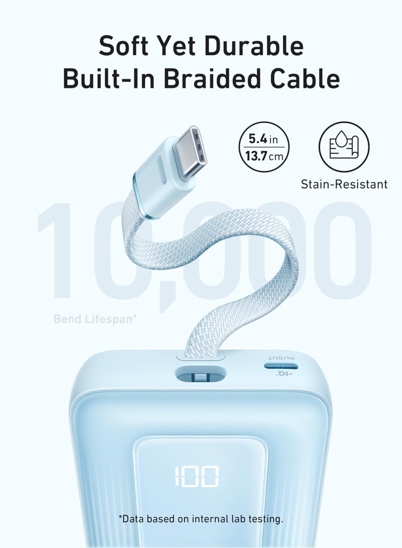 Zolo Power Bank, 10,000mAh 30W High-Speed Portable Charger with Built-In USB-C Cable, Battery Pack For iPhone 16/16 Plus/16 Pro/16 Pro Max/15 Series, Galaxy, and More (Black, 10000 mAh) - Image 3