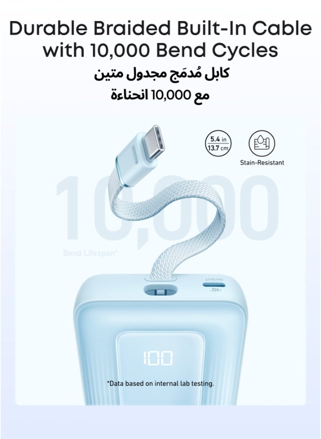 أنكر بنك طاقة زولو، 10,000 مللي أمبير 30 واط شاحن محمول عالي السرعة مع كابل USB-C مدمج، حزمة بطارية لهاتف آيفون 16/16 بلس/16 برو/16 برو ماكس/15 سلسلة، جالاكسي، والمزيد (أسود، 10000 مللي أمبير) - Image 4