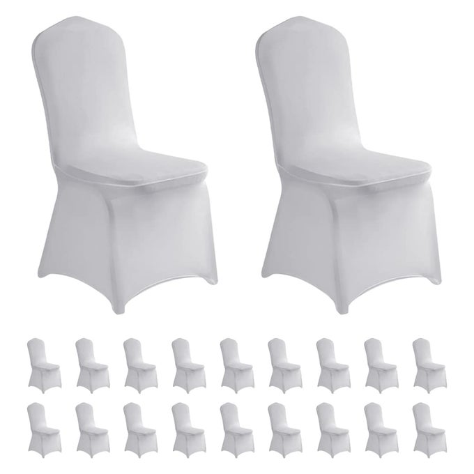 20PCS SPANDEX CHAIR COVER STRETCH SLIPCOVERS FOR WEDDING PARTY DINING BANQUET CHAIR DECORATION COVERS SILVER 20