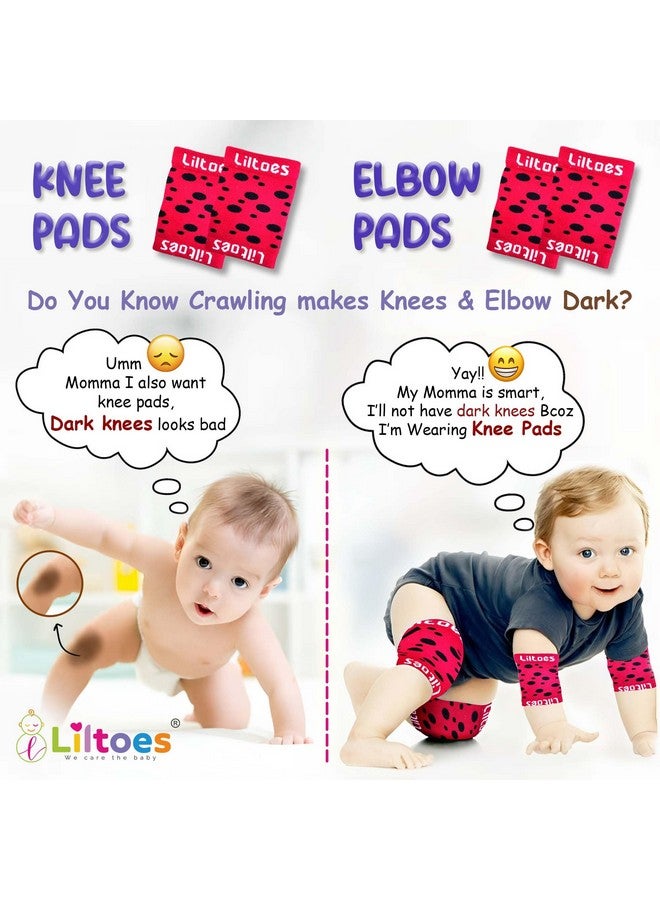 Liltoes Baby Head Protector For Safety Of Kids 6M To 3 Years- Baby Safety Helmet With Proper Air Ventilation & Corner Guard Protection + 1 Pair Knee Pad + 1 Pair Elbow Pad (Polka Lady Bird) - Image 2