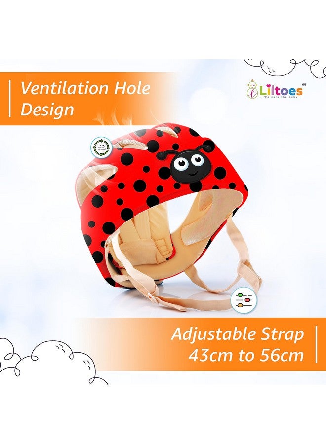 Liltoes Baby Head Protector For Safety Of Kids 6M To 3 Years- Baby Safety Helmet With Proper Air Ventilation & Corner Guard Protection + 1 Pair Knee Pad + 1 Pair Elbow Pad (Polka Lady Bird) - Image 4