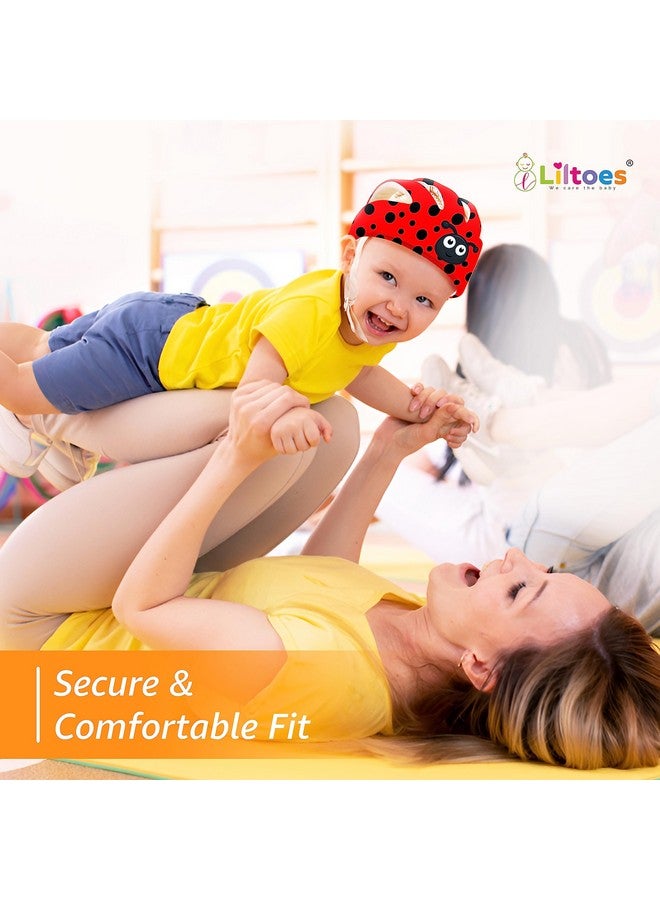 Liltoes Baby Head Protector For Safety Of Kids 6M To 3 Years- Baby Safety Helmet With Proper Air Ventilation & Corner Guard Protection + 1 Pair Knee Pad + 1 Pair Elbow Pad (Polka Lady Bird) - Image 5