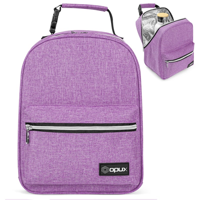 opux Lunch Box for Girls Boys Kids Insulated Leakproof Lunch Bag Reusable Teen Lunch Boxes for School Medium Large lunchbox for Women Men Adult for Work with Front Back Pocket Purple
