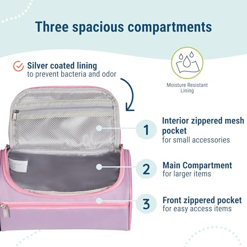 Wildkin Kids Toiletry Bag – Spacious & Durable, Ideal for School, Travel & Overnight Trips - Lilac - Image 5