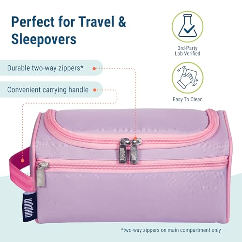 Wildkin Kids Toiletry Bag – Spacious & Durable, Ideal for School, Travel & Overnight Trips - Lilac - Image 3