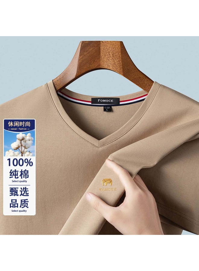 Fomoce fashion Casual T-shirt Summer Minimalist Versatile Short Sleeve Men's - Image 2