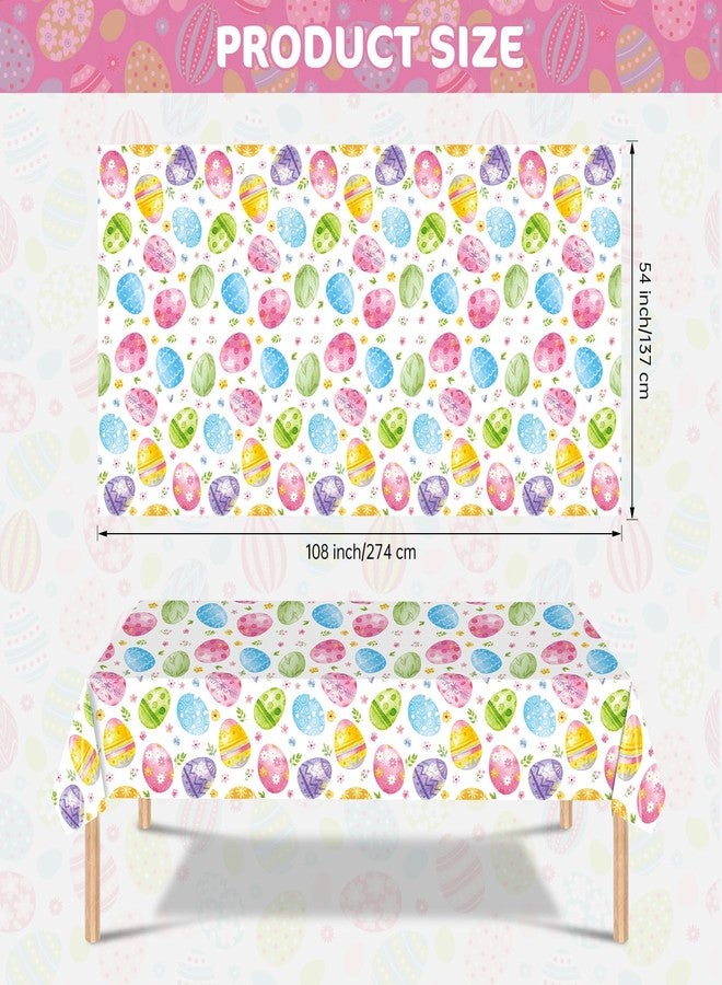 Litmitfu 3 Pcs Easter Tablecloth Plastic - Large Spring Watercolor Table Cloth, Disposable Rectangle Easter Eggs Themed Table Cover for Easters Decorations Party Supplies Tables Decor Favos, 108x54 Inch - Image 3