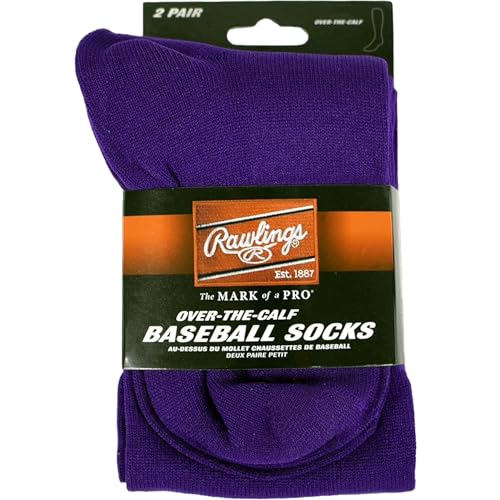 Rawlings Baseball/Softball Socks | 2 Pair | Medium | Purple - Image 3